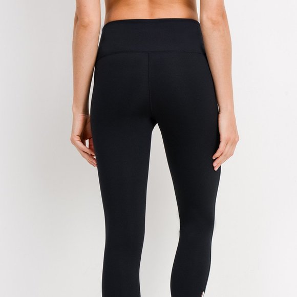 Mono B Womens Black Highwaist Full Length Leggings with Zippered Ankle L - Picture 7 of 8